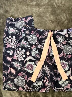 Women’s Navy Floral Pajama Shorts with Pink Drawstring